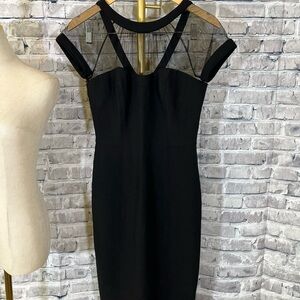 Maggy London Black Backless Dress with Sheer Details